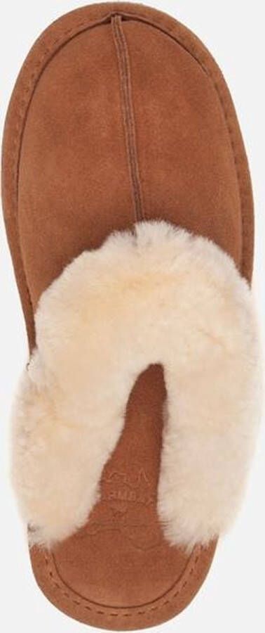 Warmbat Lismore Suede Dames Sloffen Bruin Wit