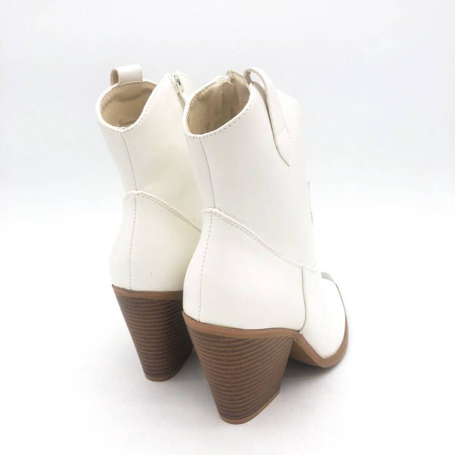 Weloveshoes SmileFavorites Dames Cowboylaarzen Enkellaarsjes Imitatieleer Wit