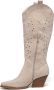 Weloveshoes SmileFavorites Dames Cowboylaarzen met Hak Beige Suedine - Thumbnail 2