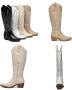 Goedkopeschoenen.com Smile Favorites Dames Cowboylaarzen met Hak Khaki Imitatieleer - Thumbnail 2