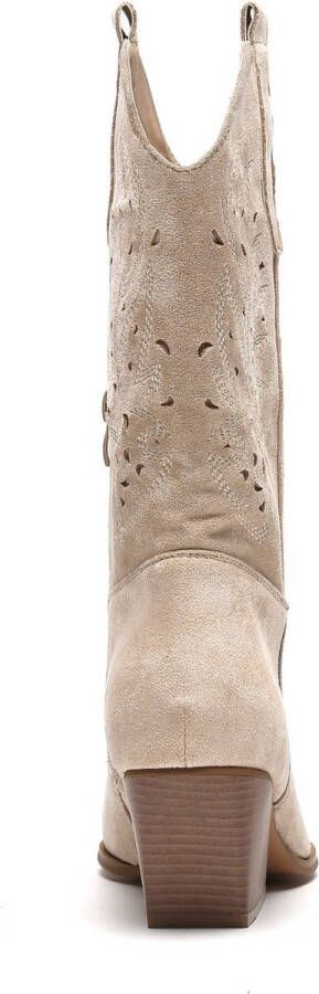 Weloveshoes SmileFavorites Dames Cowboylaarzen Western Suedine Beige