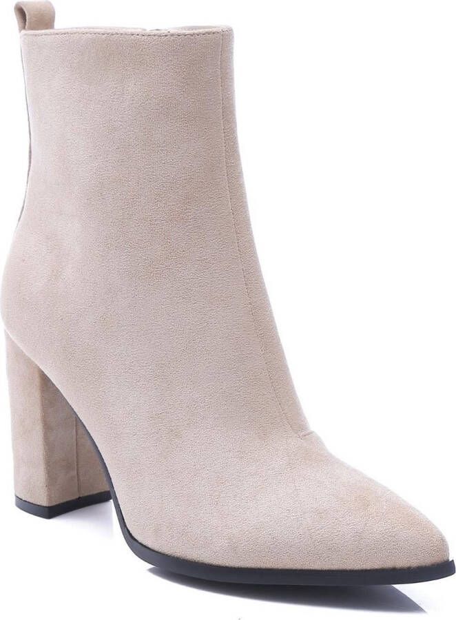 Weloveshoes SmileFavorites Enkellaarsjes met Hak Suedine Beige