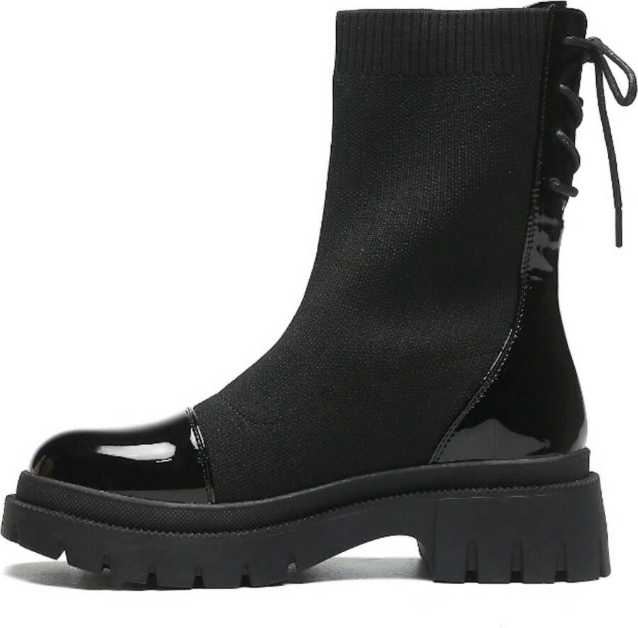 Weloveshoes SmileFavorites Sock boots met Hak Stof Zwart