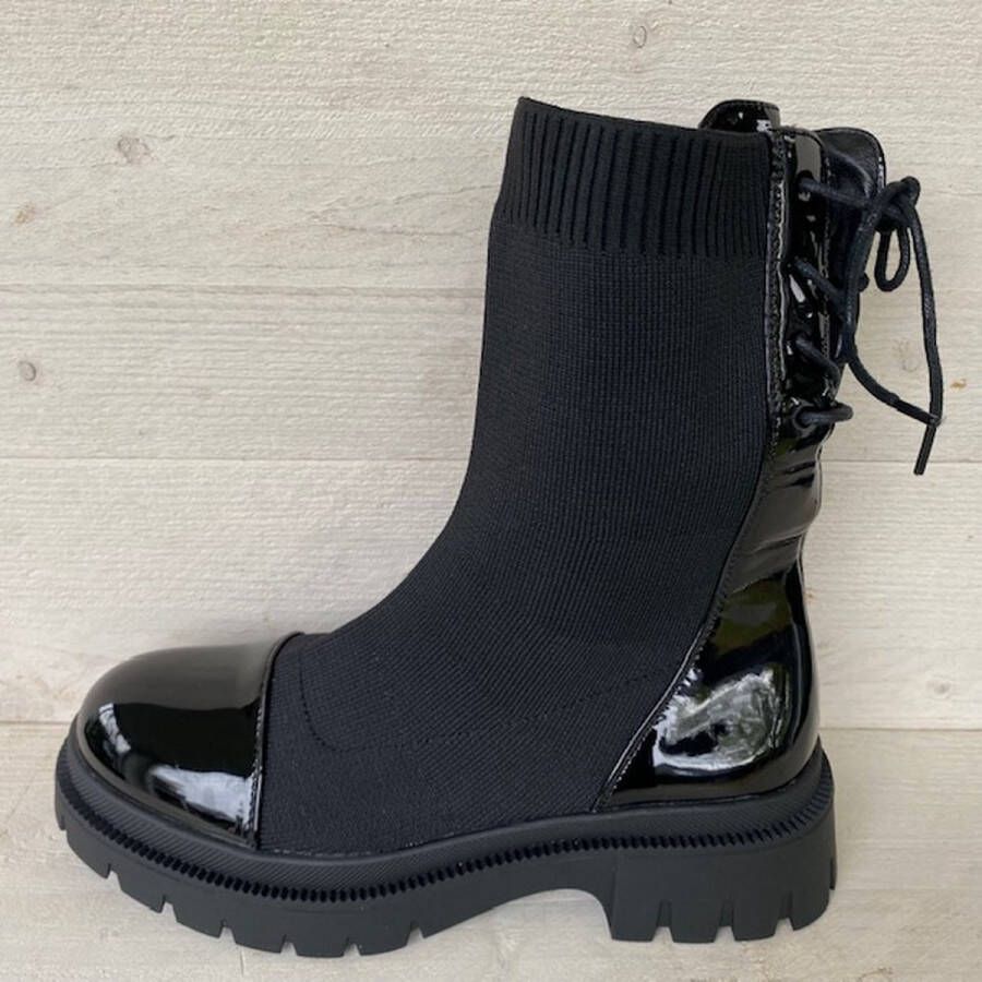 Weloveshoes SmileFavorites Sock boots met Hak Stof Zwart