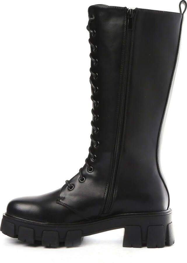 Weloveshoes SmileFavorites Veterboots met Hak Imitatieleer Zwart