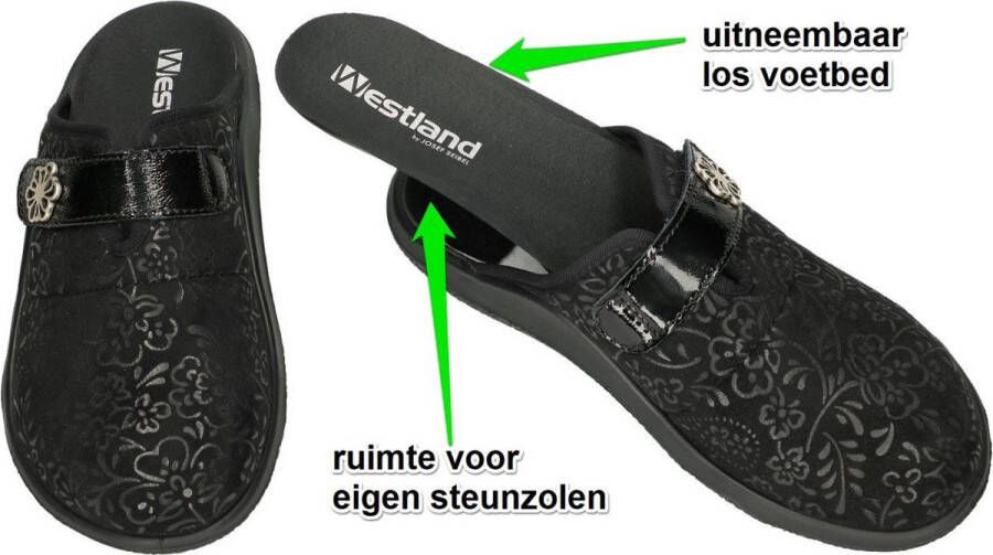 Westland -Dames zwart pantoffels