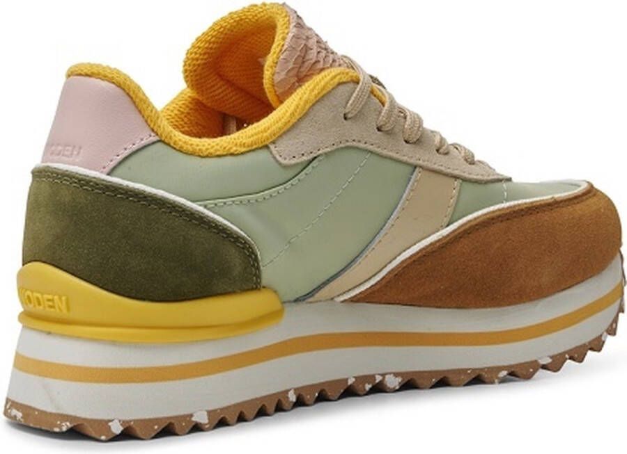 Woden Nellie II Plateau Sneakers groen Leer Dames