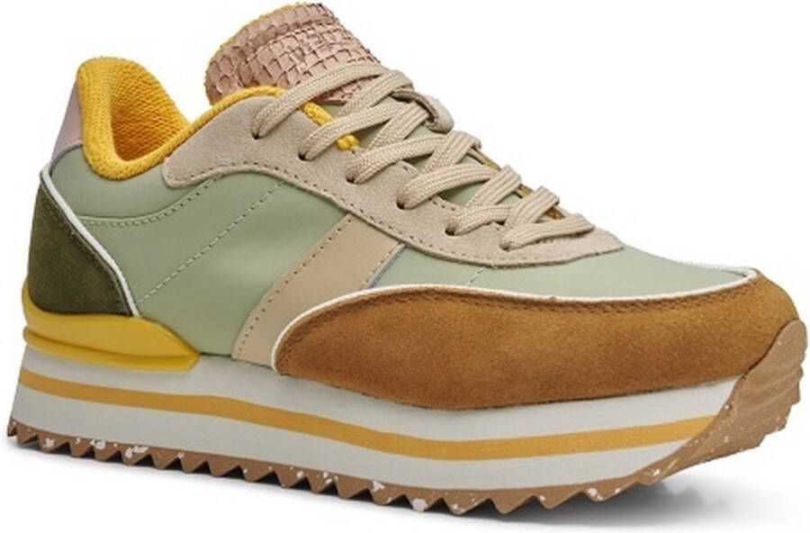 Woden Nellie II Plateau Sneakers groen Leer Dames