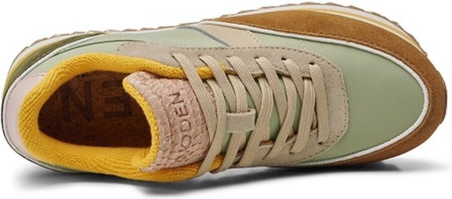 Woden Nellie II Plateau Sneakers groen Leer Dames