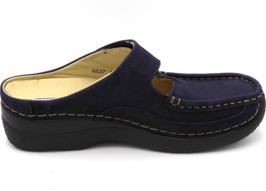 Wolky Comfortschoenen Roll Slipper blauw nubuck