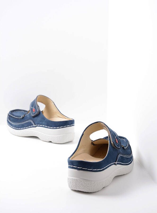 Wolky Comfortschoenen Roll Slipper blauw nubuck