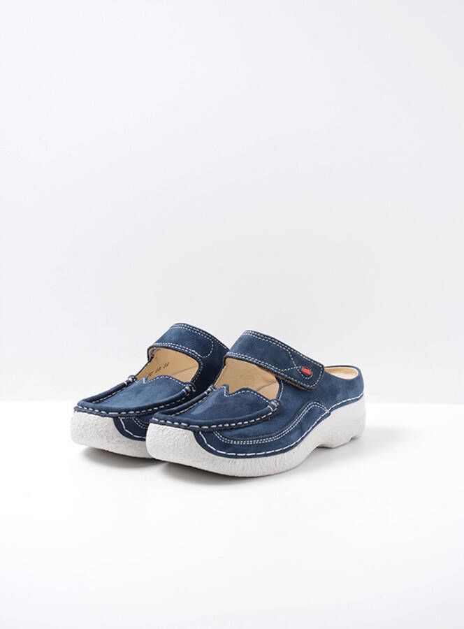 Wolky Comfortschoenen Roll Slipper blauw nubuck