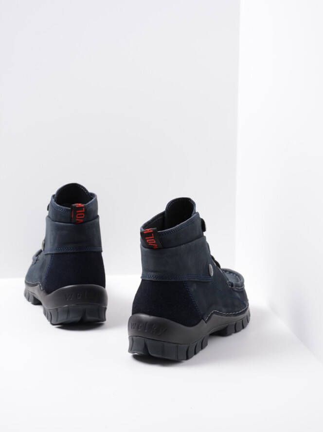 Wolky Hoge veterschoenen Jump blauw nubuck