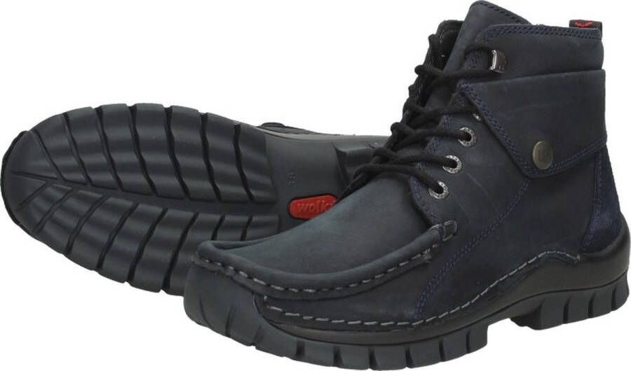 Wolky Hoge veterschoenen Jump blauw nubuck