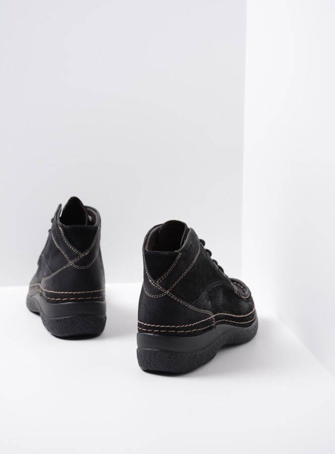 Wolky Hoge veterschoenen Roll Shoot zwart nubuck