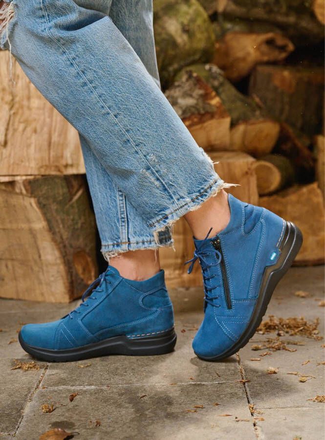 Wolky Hoge veterschoenen Why atlantisch blauw nubuck