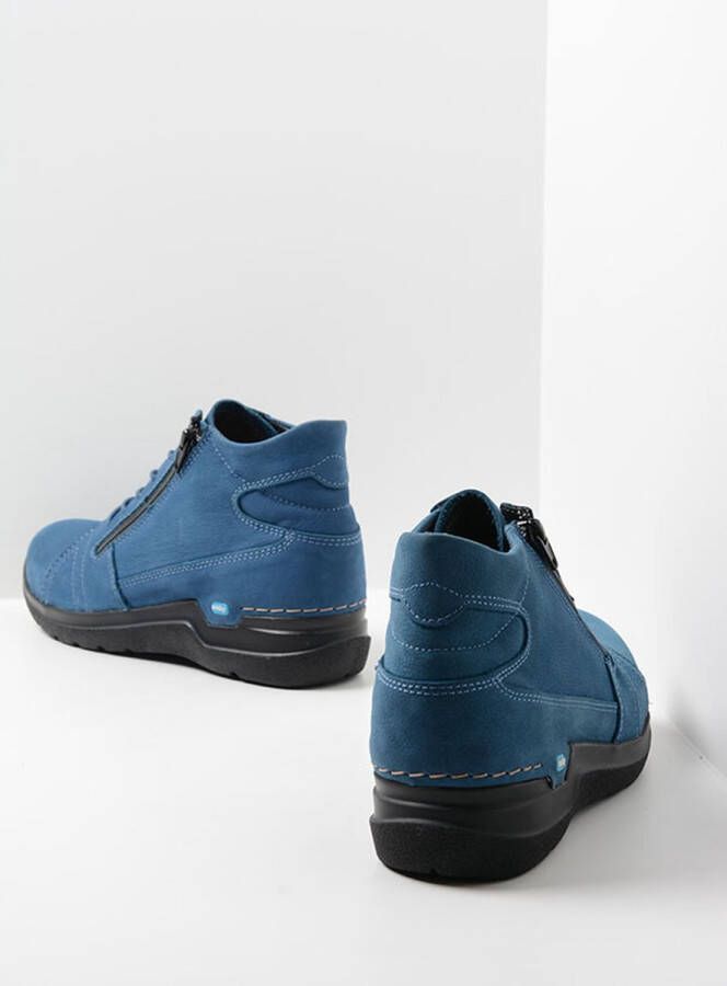 Wolky Hoge veterschoenen Why atlantisch blauw nubuck