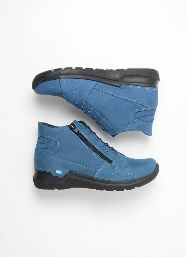 Wolky Hoge veterschoenen Why atlantisch blauw nubuck