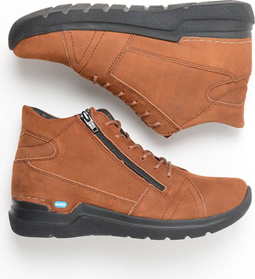 Wolky Hoge veterschoenen Why cognac nubuck