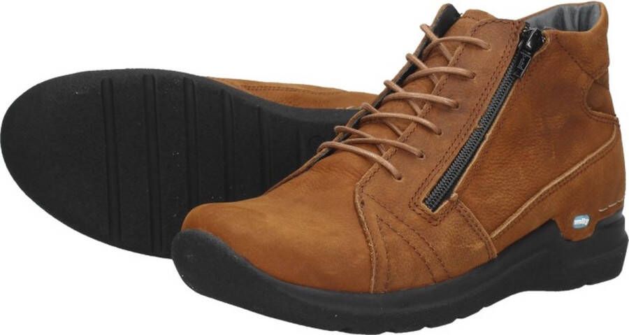 Wolky Hoge veterschoenen Why cognac nubuck