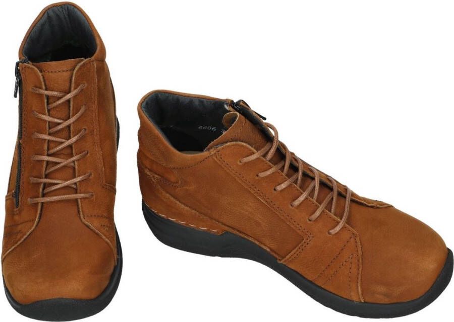 Wolky Hoge veterschoenen Why cognac nubuck