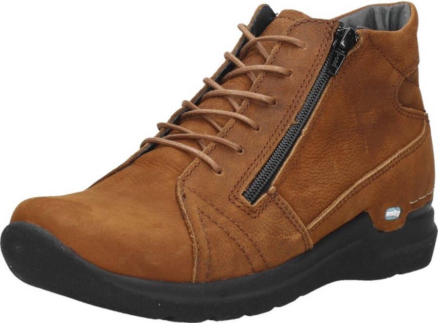 Wolky Hoge veterschoenen Why cognac nubuck