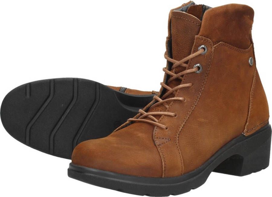 Wolky Midi Veterschoenen Hak cognac