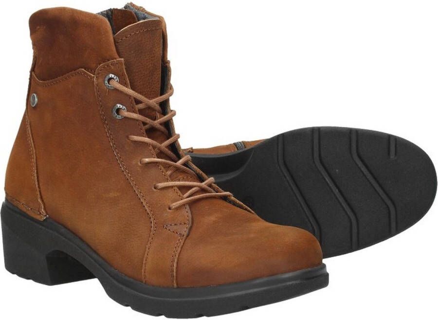 Wolky Midi Veterschoenen Hak cognac