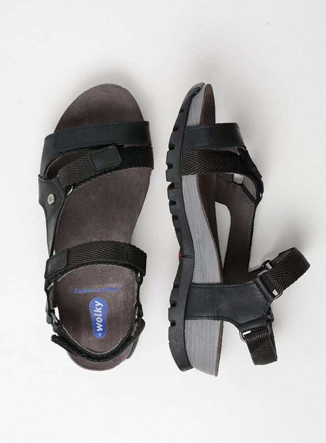 Wolky Sandalen Cradle zwart leer