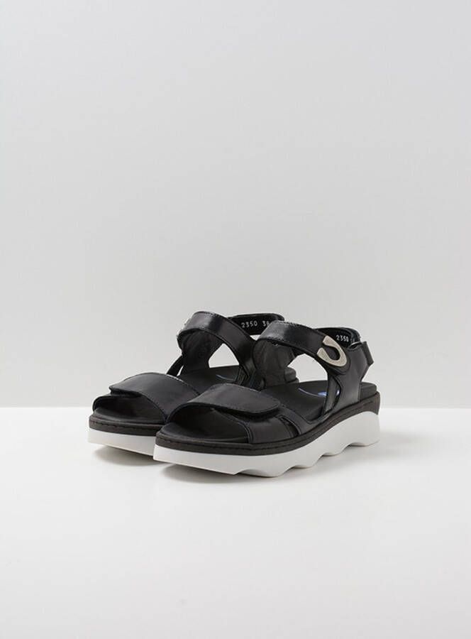 Wolky Sandalen Medusa zwart wit leer