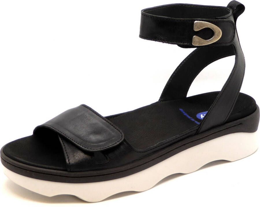 Wolky Sandalen Plata zwart wit leer