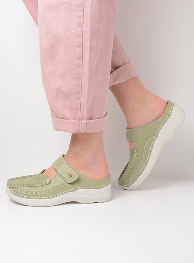 Wolky Slippers Roll Slipper lichtgroen nubuck