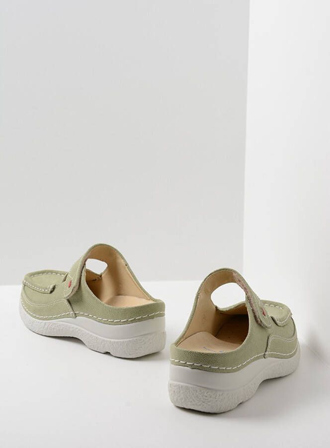 Wolky Slippers Roll Slipper lichtgroen nubuck