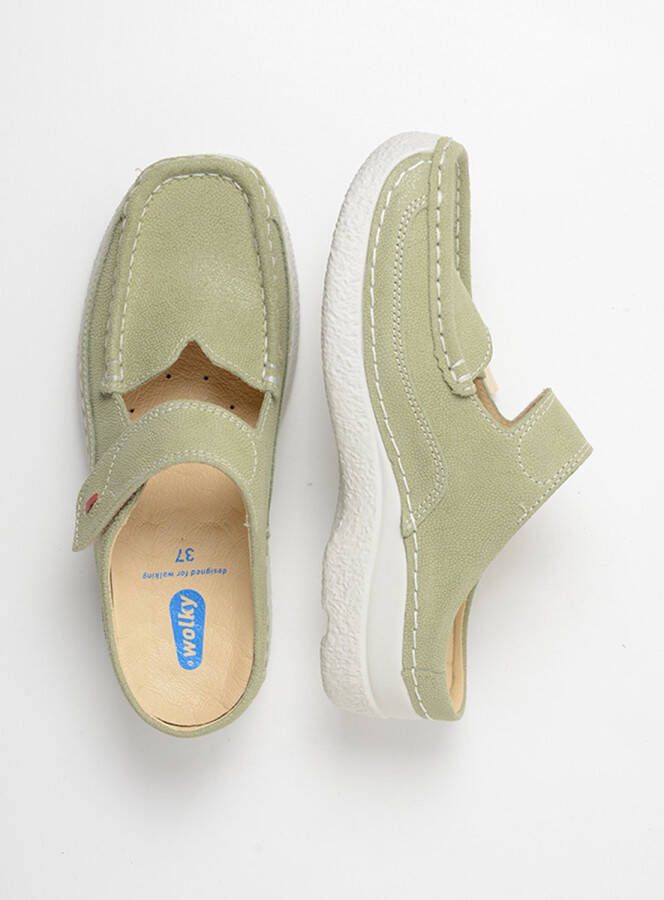 Wolky Slippers Roll Slipper lichtgroen nubuck