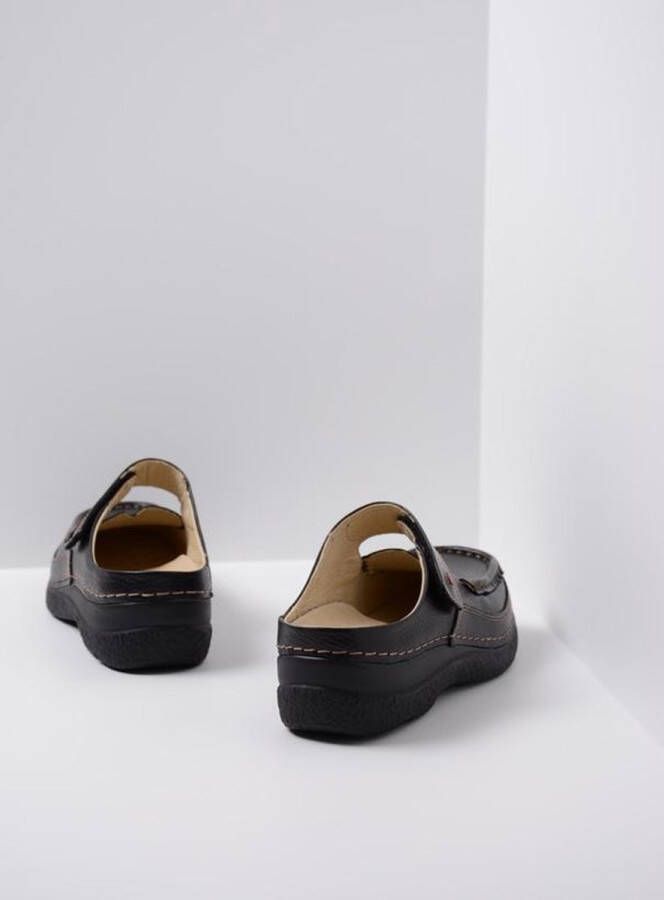 Wolky Slippers Roll Slipper zwart leer