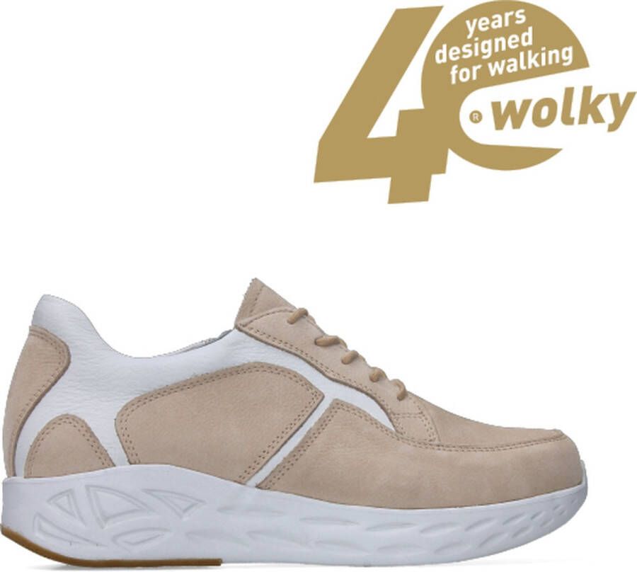 Wolky Veterschoenen Bounce beige-wit nubuck