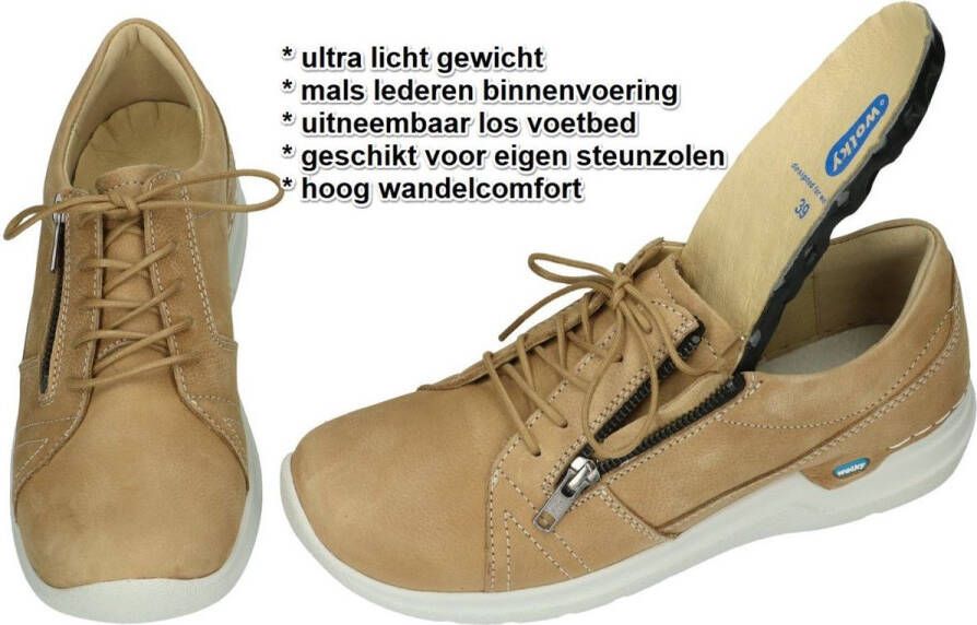 Wolky Veterschoenen Feltwell beige nubuck