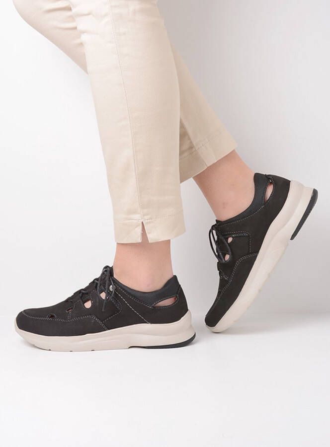 Wolky Veterschoenen Galena zwart zomer nubuck