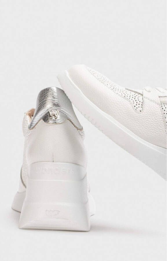 Wonders Florale Openwork Sneaker met Rits en Vetersluiting White Dames