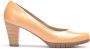 Wonders Bruin Leren Hoge Hak Pumps Beige Dames - Thumbnail 5