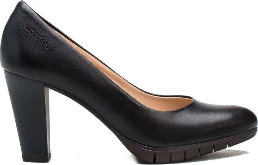 Wonders Flexibele leren pump voor vrouwen Black Dames