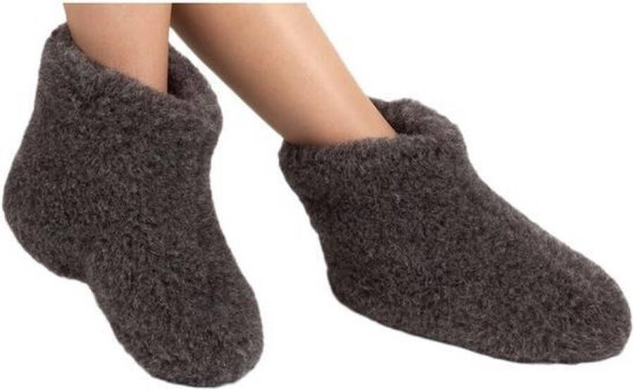 Woolwarmers Bruine wollen sloffen pantoffels voor