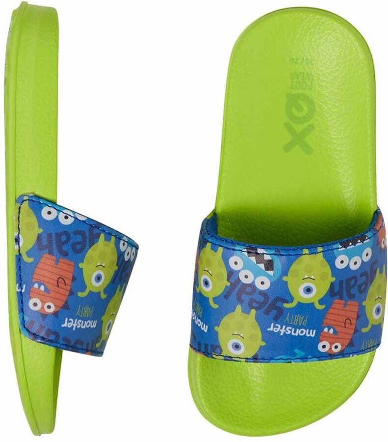 XQ Footwear Slippers Monsters Groen Blauw