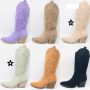 ZoeZo Design Laarzen Laars dames cowboylaars westernlaars beige suedine hakhoogte - Thumbnail 2