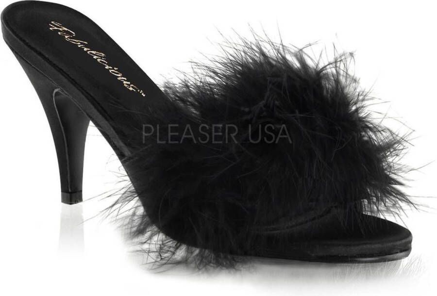 Fabelicious Amour 03 klassieke marabou slipper met hak zwart = ) Fabulicious - Foto 1