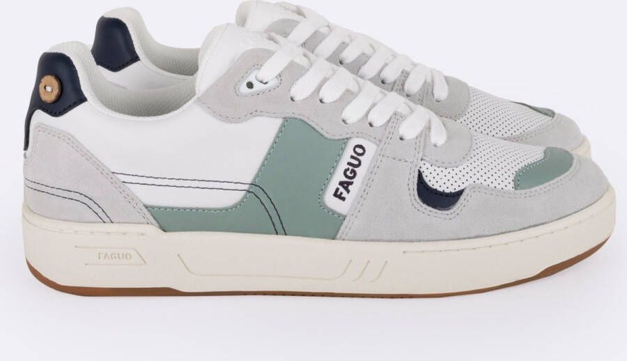 Faguo sneaker White & green baskets leather and suede model ceiba