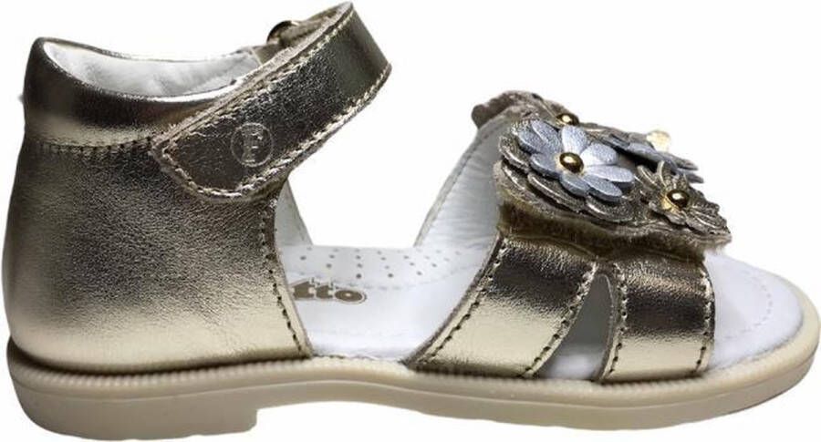 Falcotto bloempjes lederen sandalen Puppy goud