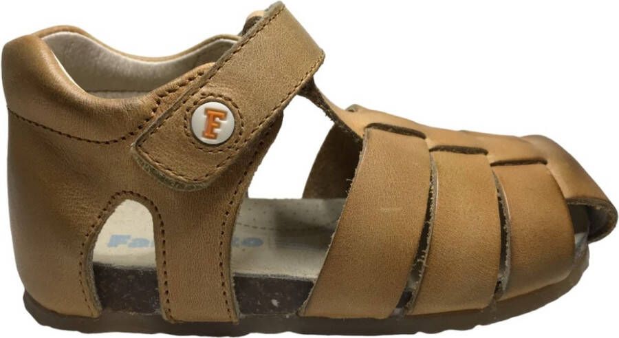 Falcotto by Naturino Falcotto Alby Velcro effen lederen sandalen- Oker