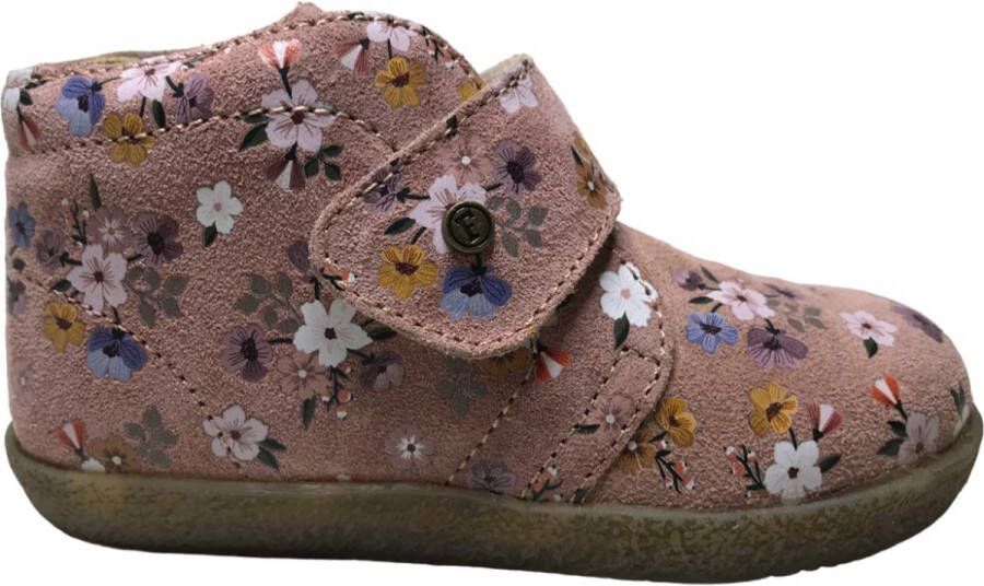 Falcotto Conte VL velcro suede schoenen- bloemen print roze