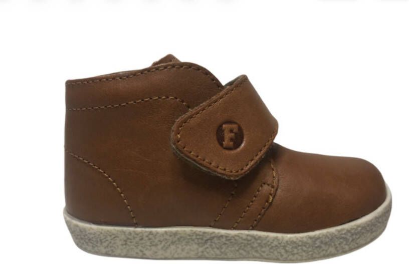 Falcotto grote velcro effen lederen sneakers Conte cognac wit - Foto 1